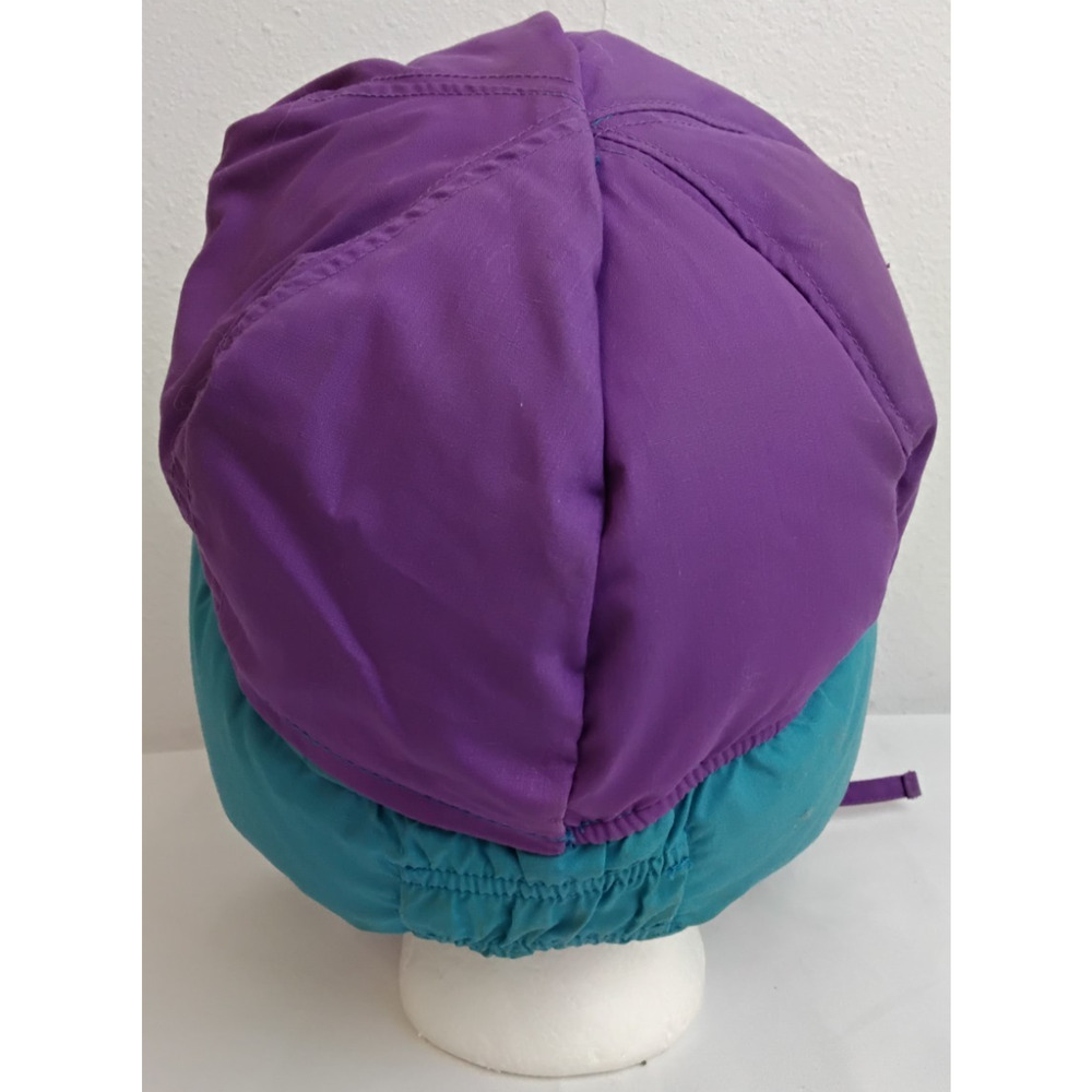 Vintage 1980s Down Filled Trapper Hat Blue/Purple Reversible Ladies M #Z5648 - Picture 5 of 12